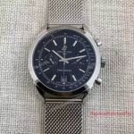 Replica Breitling Transocean Chronograph Watch Mesh Band Black Dial